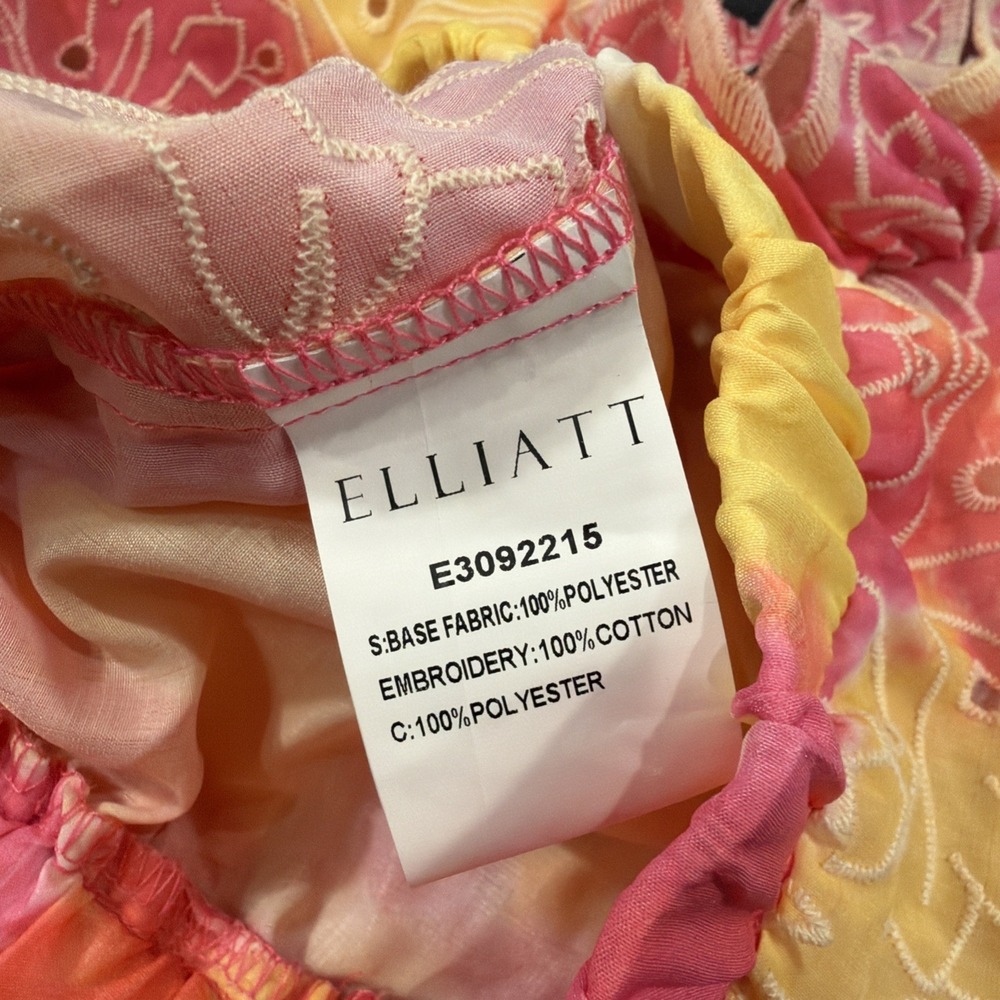New Elliatt‎ Cowra Set Pink & Yellow Eye-lit Floral Skirt Set Size Medium - Picture 11 of 12